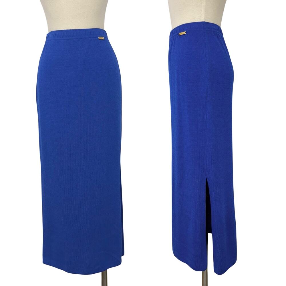 St. John Santana Knit Maxi Skirt Side Slits Imperial Royal Blue | Size P(XXS-XS)